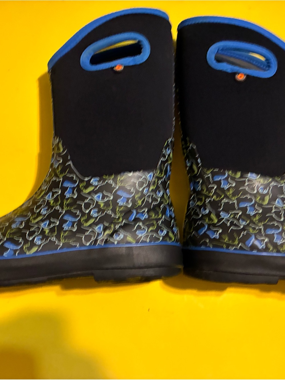 Big kid Waterproof Black and Blue Bogs boots Rain Boots US 6